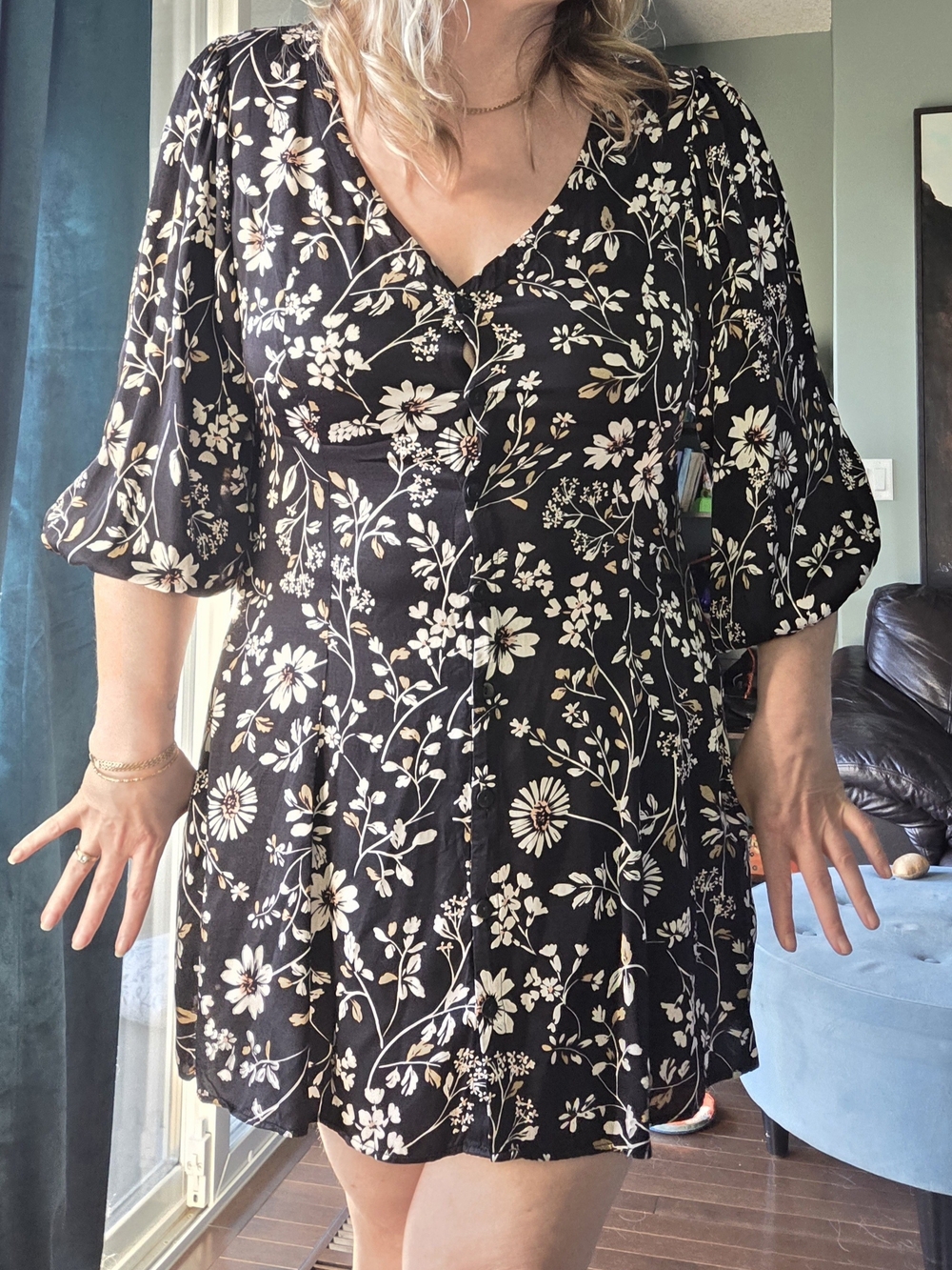saltwater LUXE Black Floral Mini Dress